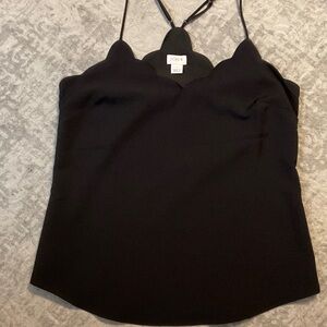 J. Crew Elegant Black Scalloped Camisole